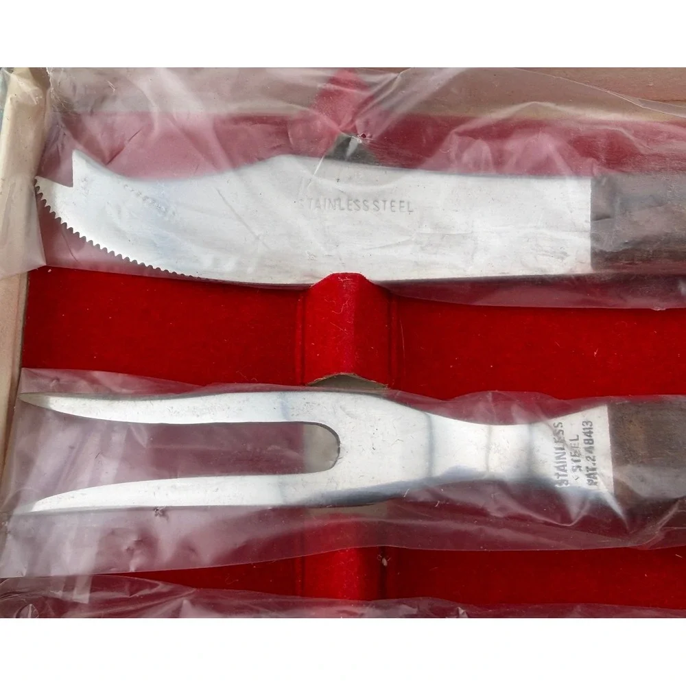 Vintage Stainless Steel 3pc Serving Set-Wood Handle, Cheese Pie Fork, Japan, NIB